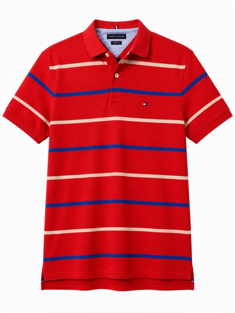 Tommy Hilfiger Red Striped Polo Men’s L | Summer Preppy Casual Shirt